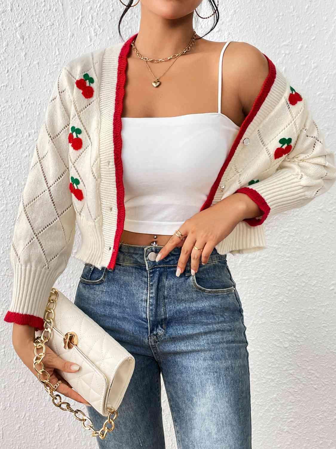 Cherry Button Down Cardigan - Immenzive