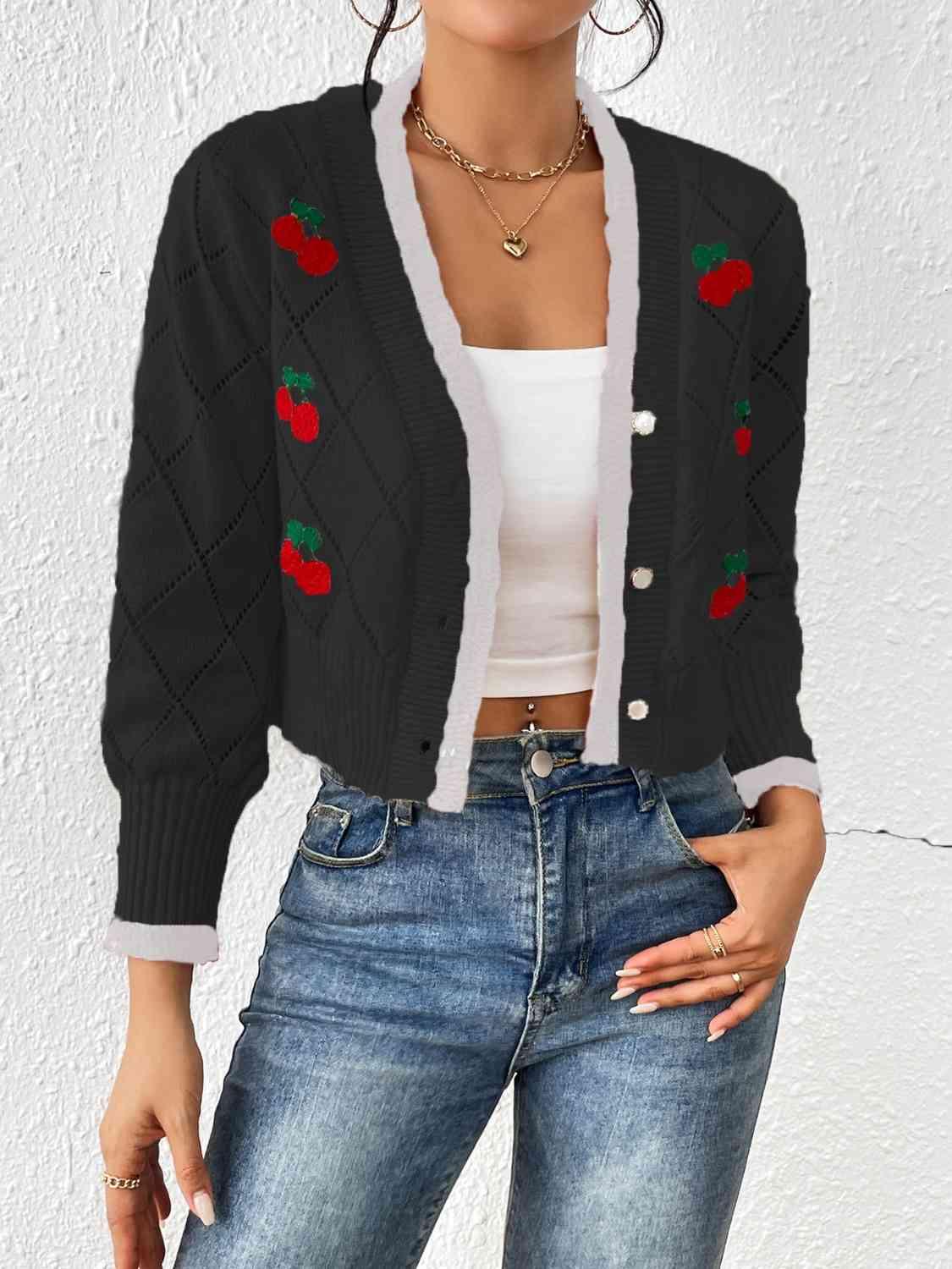 Cherry Button Down Cardigan - Immenzive