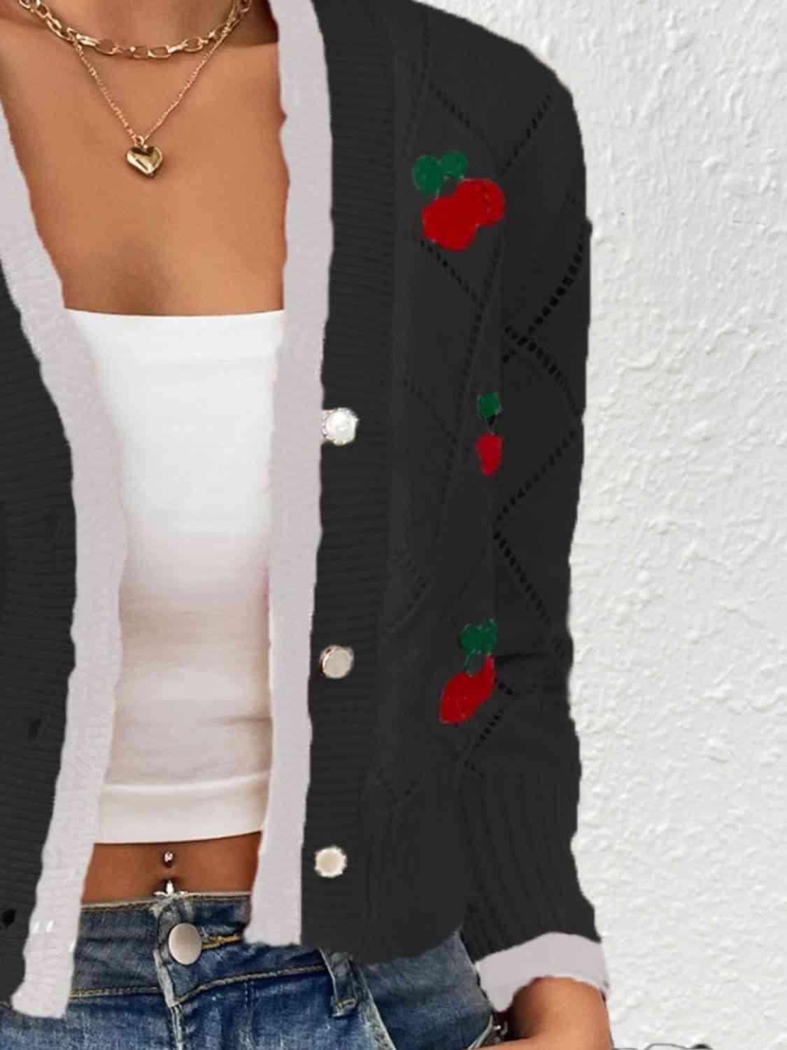 Cherry Button Down Cardigan - Immenzive