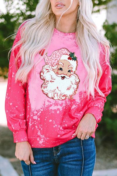 Christmas Santa Claus Tie Dye Print Pullover Sweatshirt - Immenzive