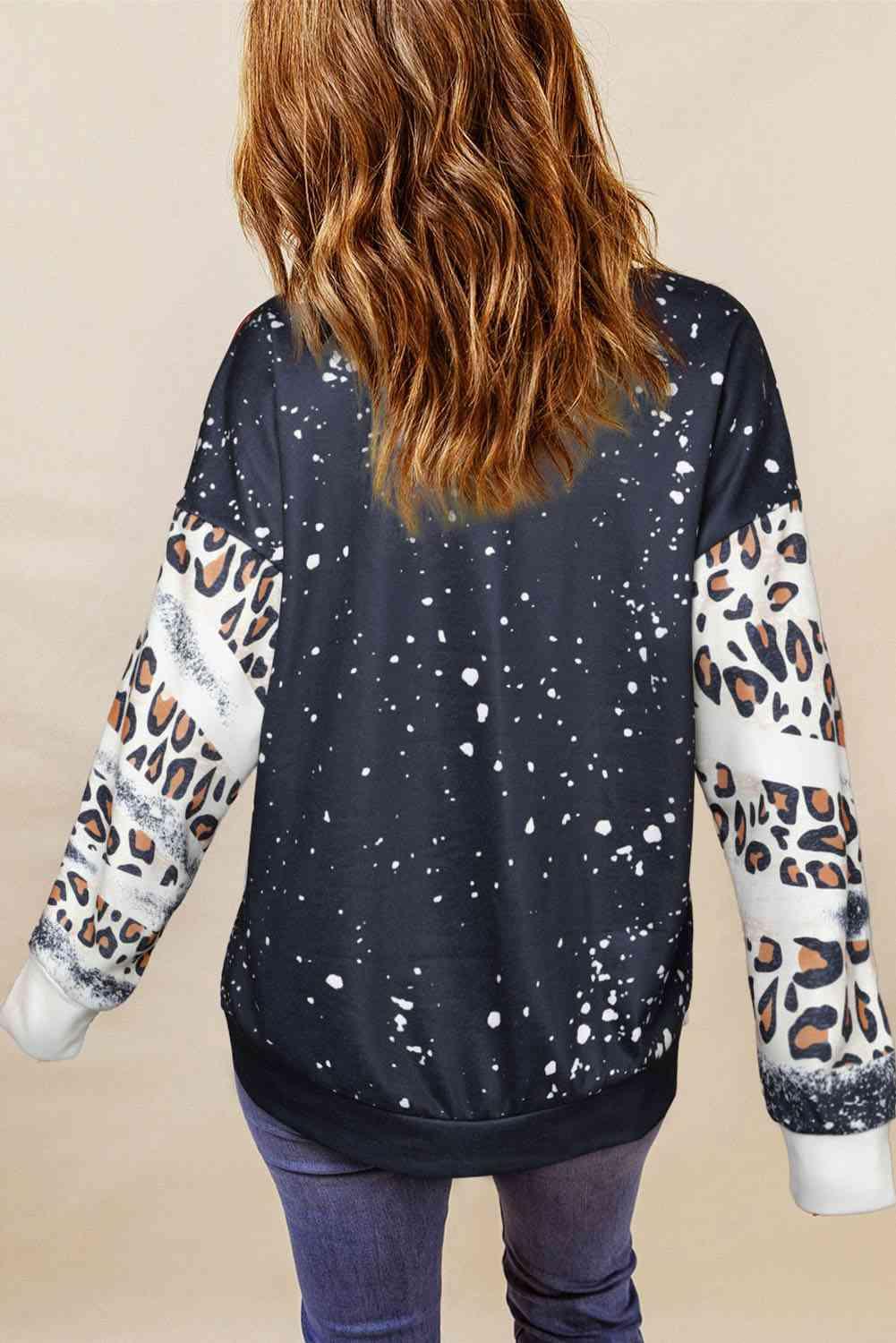 Christmas Tree Graphic Leopard Sweatshirt - Immenzive