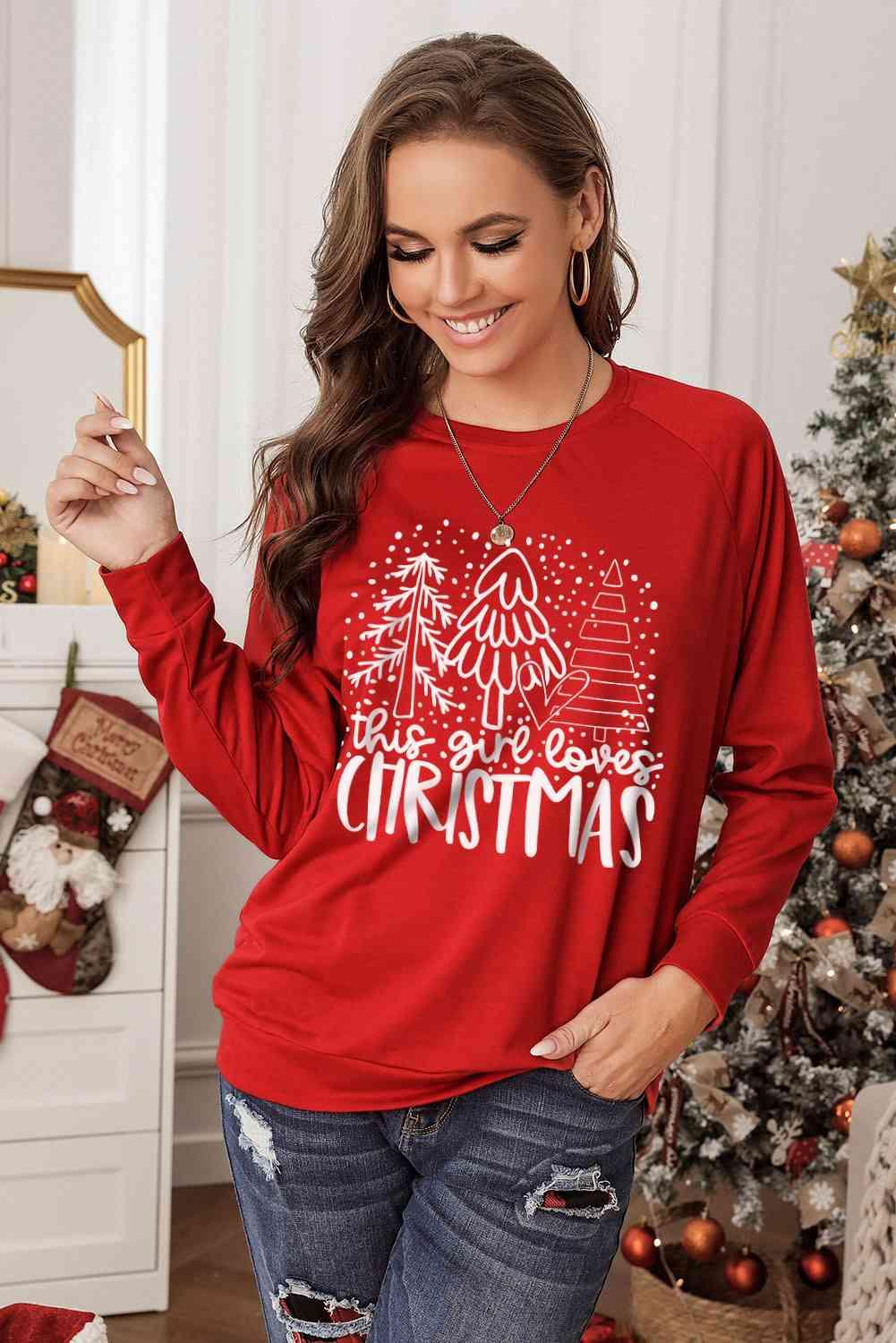 Christmas Tree Round Neck Sweatshirt - Immenzive