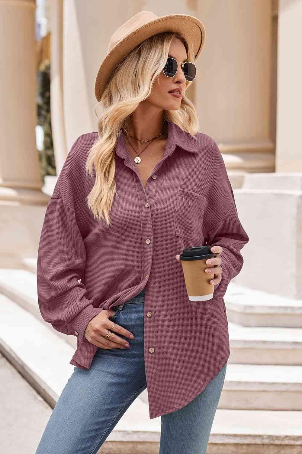 Collared Neck Dropped Shoulder Shirt - Immenzive