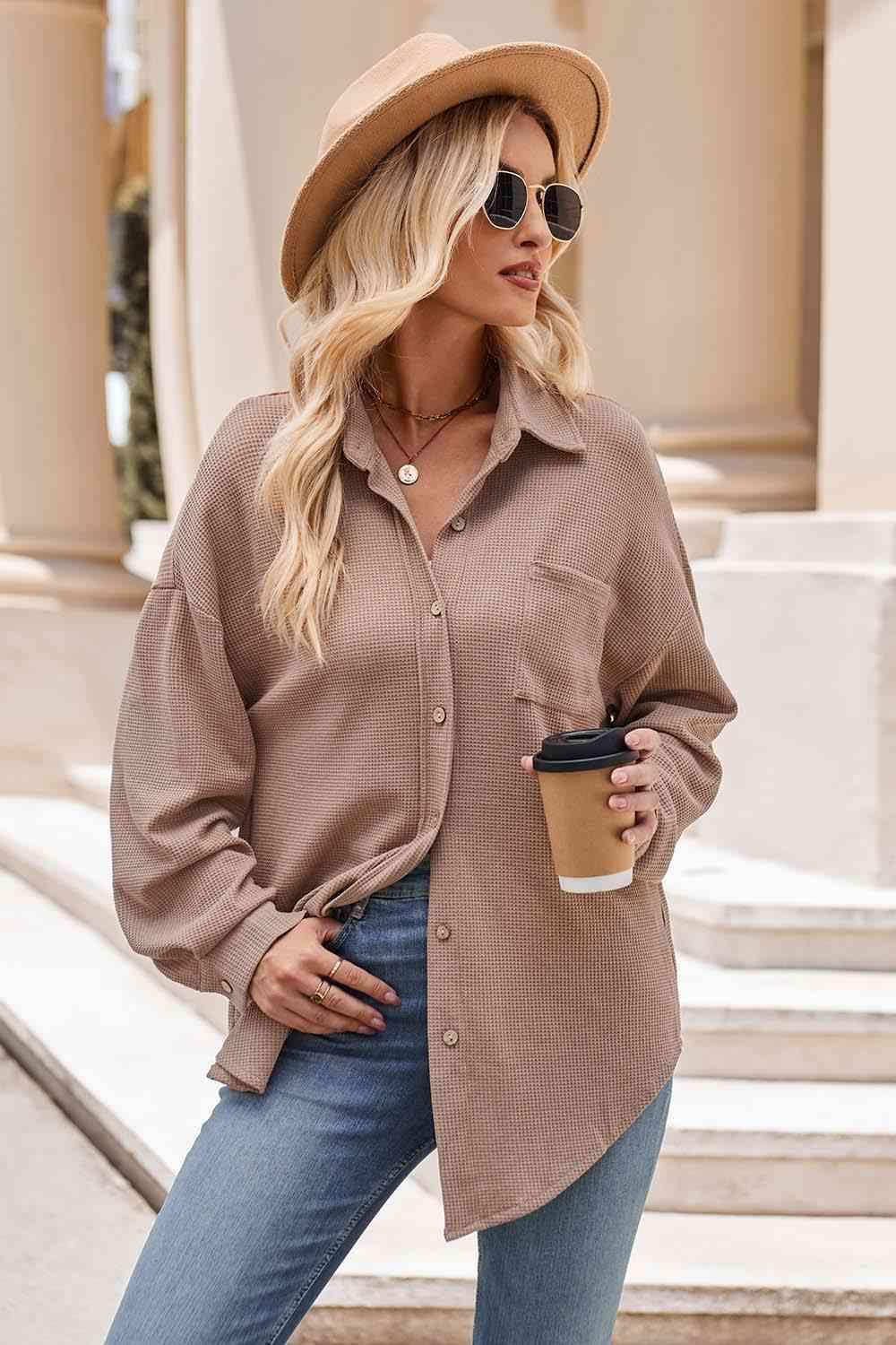 Collared Neck Dropped Shoulder Shirt - Immenzive