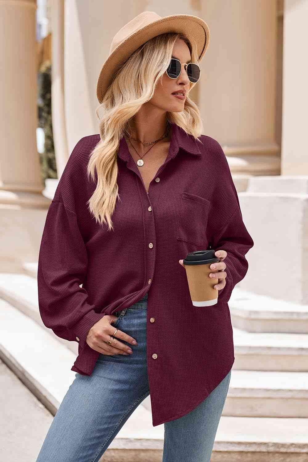 Collared Neck Dropped Shoulder Shirt - Immenzive