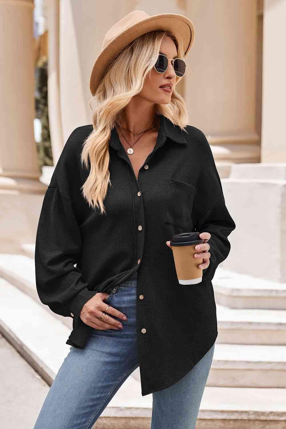 Collared Neck Dropped Shoulder Shirt - Immenzive