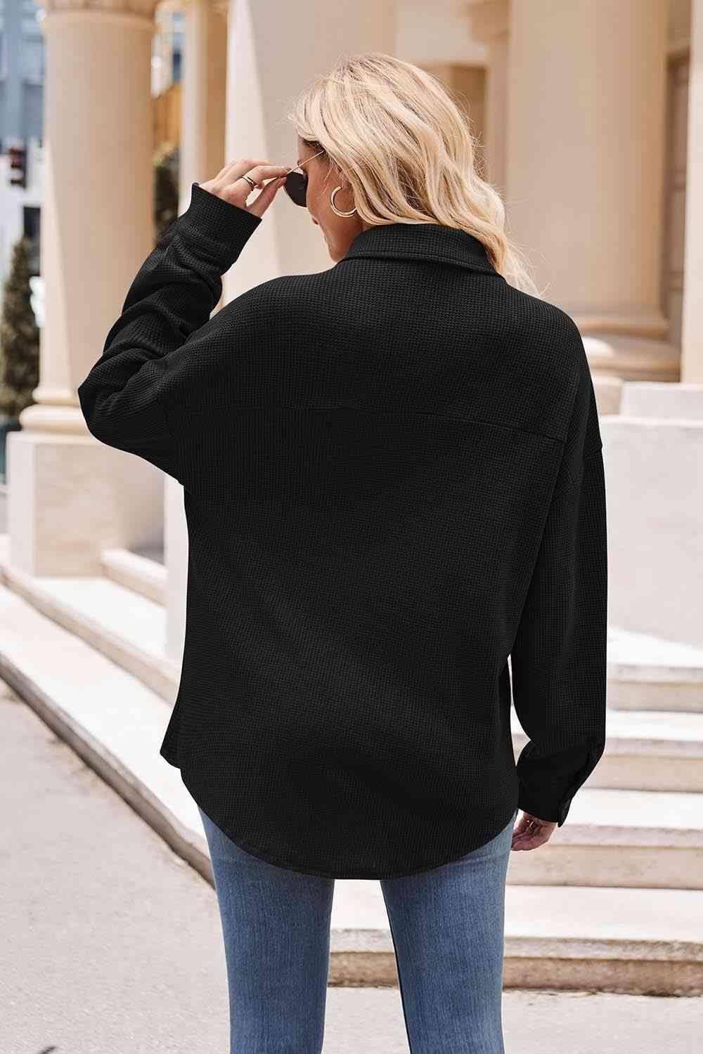 Collared Neck Dropped Shoulder Shirt - Immenzive