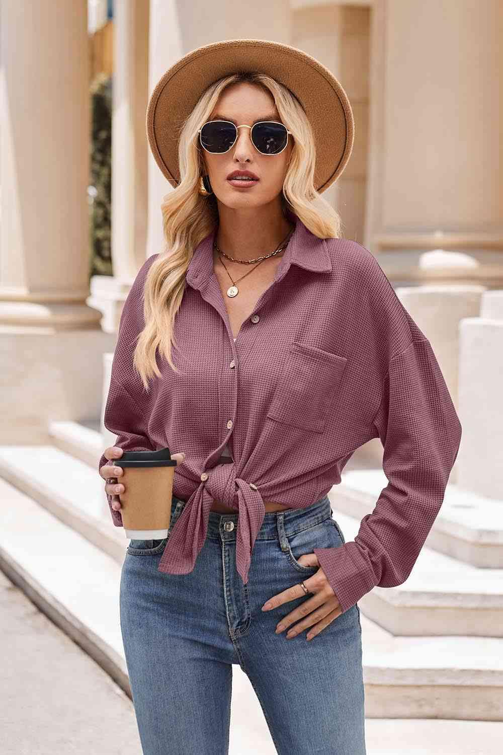 Collared Neck Dropped Shoulder Shirt - Immenzive