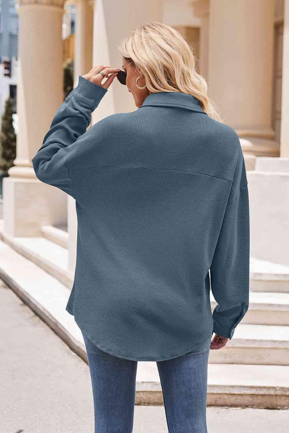 Collared Neck Dropped Shoulder Shirt - Immenzive