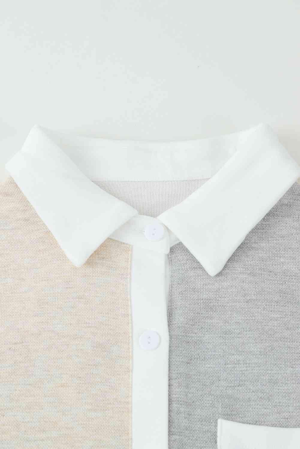 Color Block Curved Hem Shirt - Immenzive