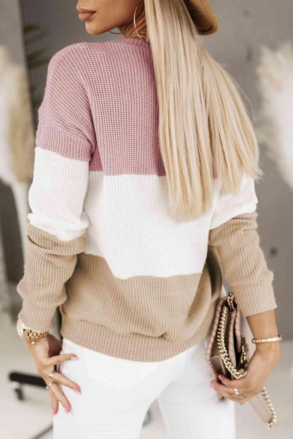 Color Block Dropped Shoulder Blouse - Immenzive