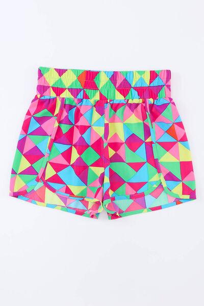 Color Block Elastic Waist Shorts - Immenzive