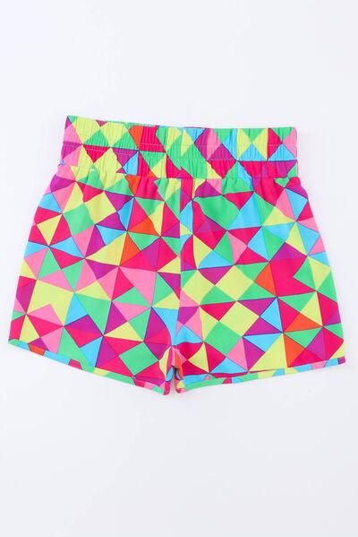 Color Block Elastic Waist Shorts - Immenzive