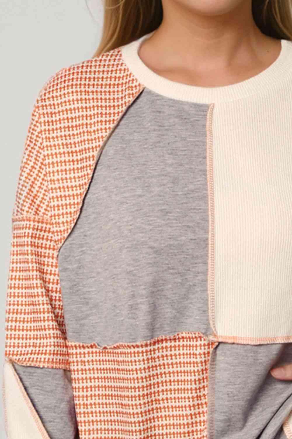 Color Block Exposed Seam Sweatshirt - Immenzive