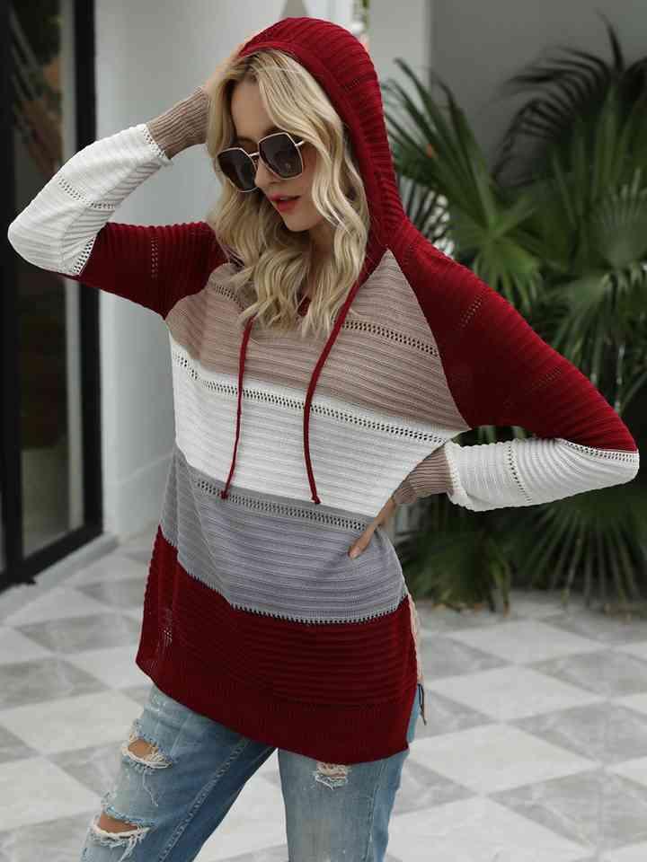 Color Block Hooded Sweater - Immenzive