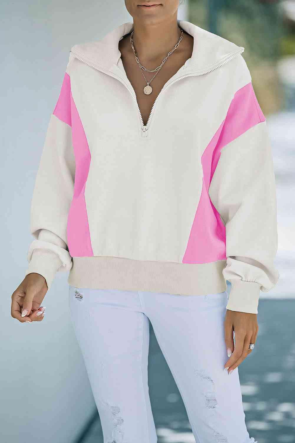 Color Block Quarter-Zip Sweatshirt - Immenzive