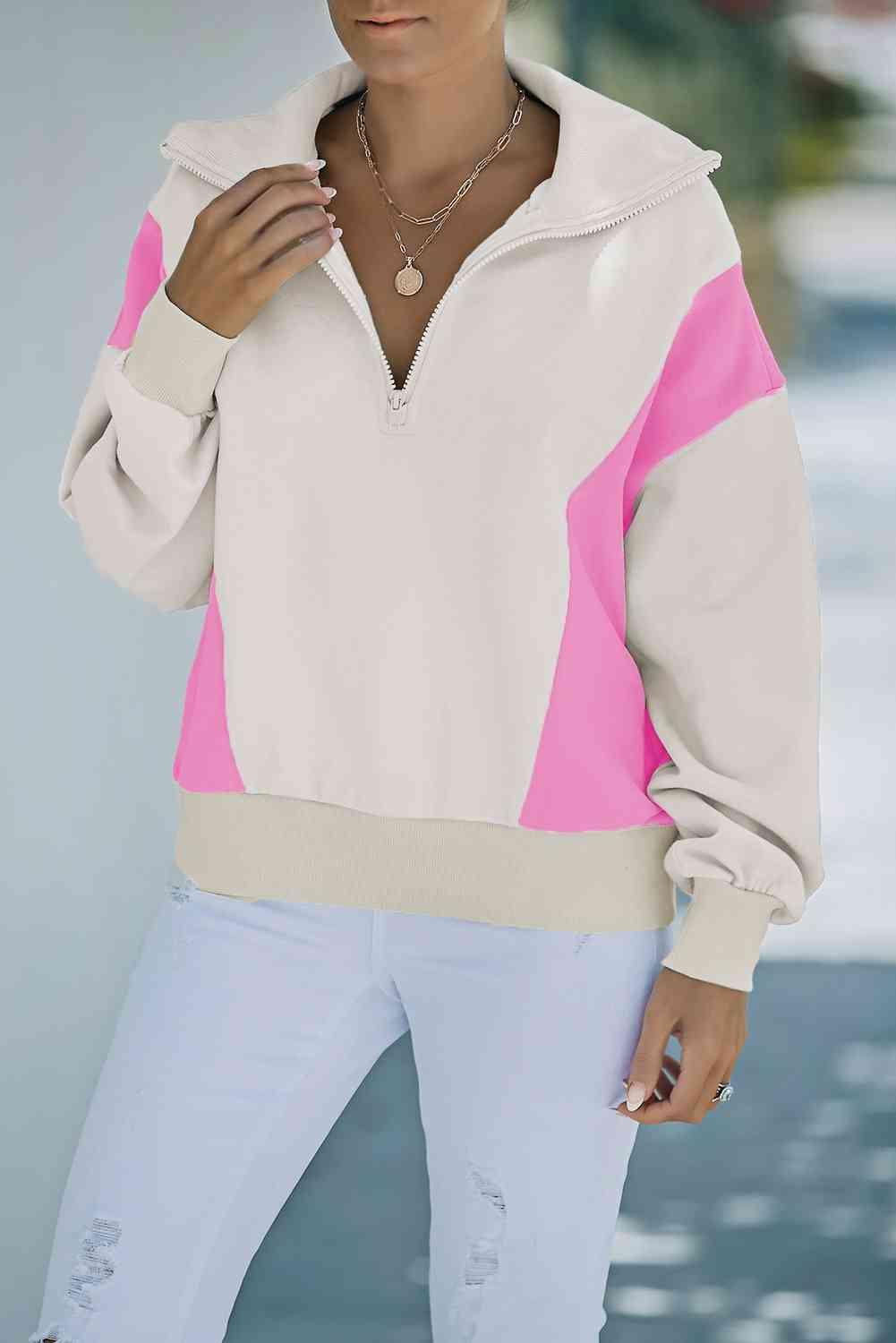 Color Block Quarter-Zip Sweatshirt - Immenzive