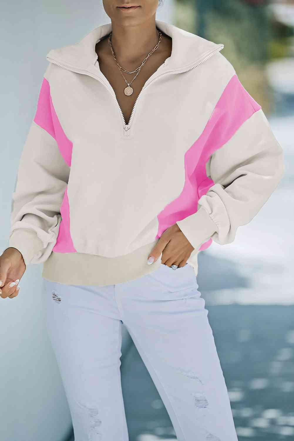 Color Block Quarter-Zip Sweatshirt - Immenzive
