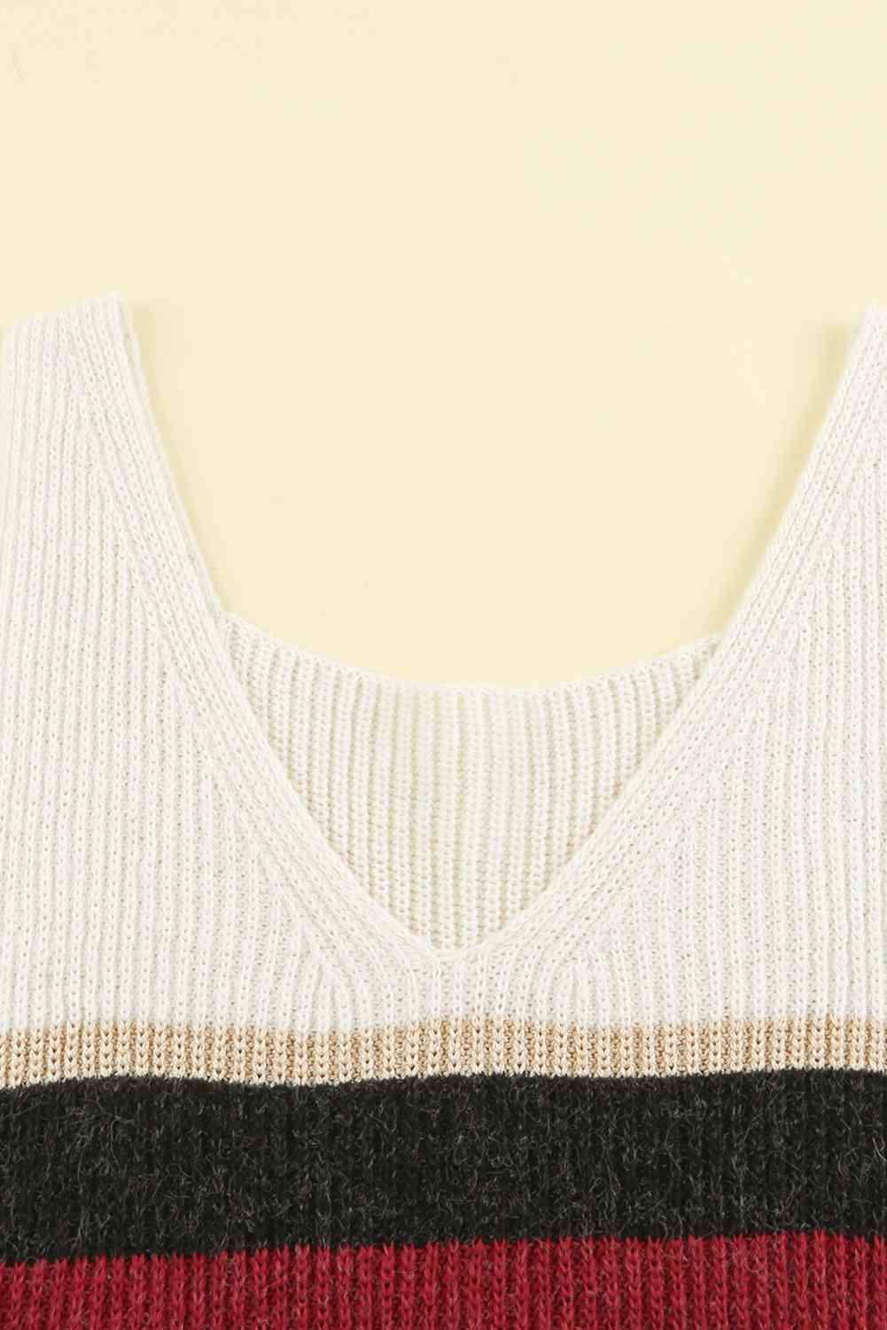 Color Block V-Neck Rib-Knit Tank - Immenzive