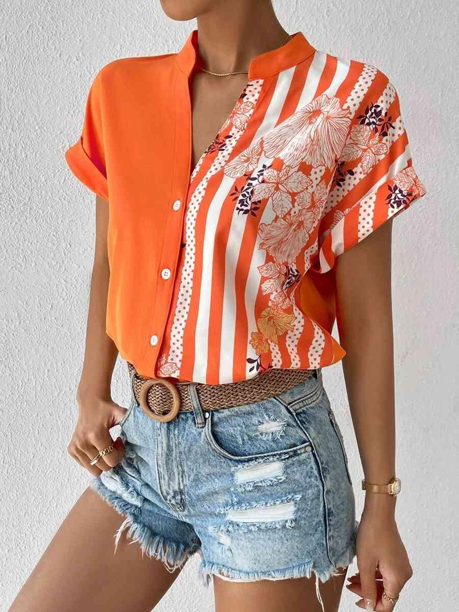Contrast Color Buttoned Shirt - Immenzive