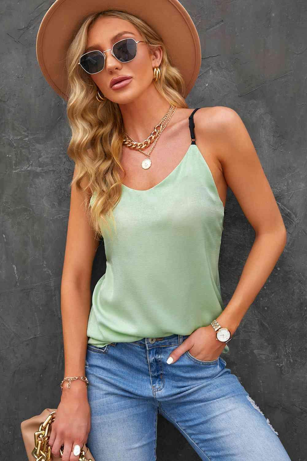 Contrast Spliced Lace Cami - Immenzive