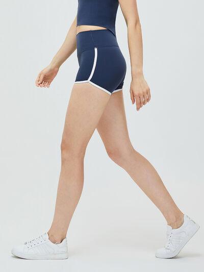 Contrast Trim High Waist Active Shorts - Immenzive