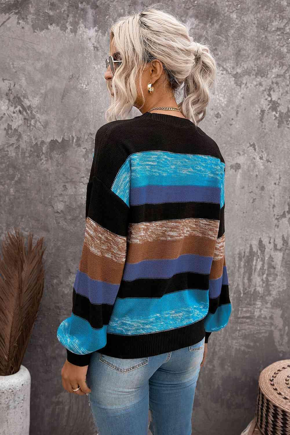Cozy For Keeps Color Block Drop Shoulder Sweater - Immenzive