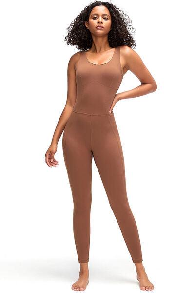 Crisscross Wide Strap Active Jumpsuit - Immenzive