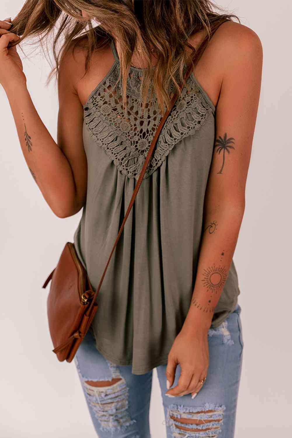 Crochet Lace Detail Tank Top - Immenzive