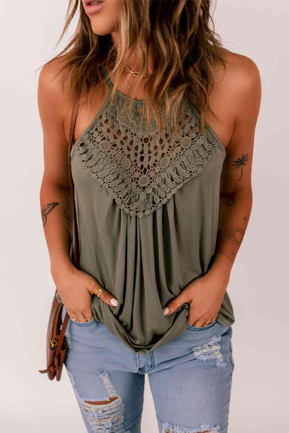 Crochet Lace Detail Tank Top - Immenzive