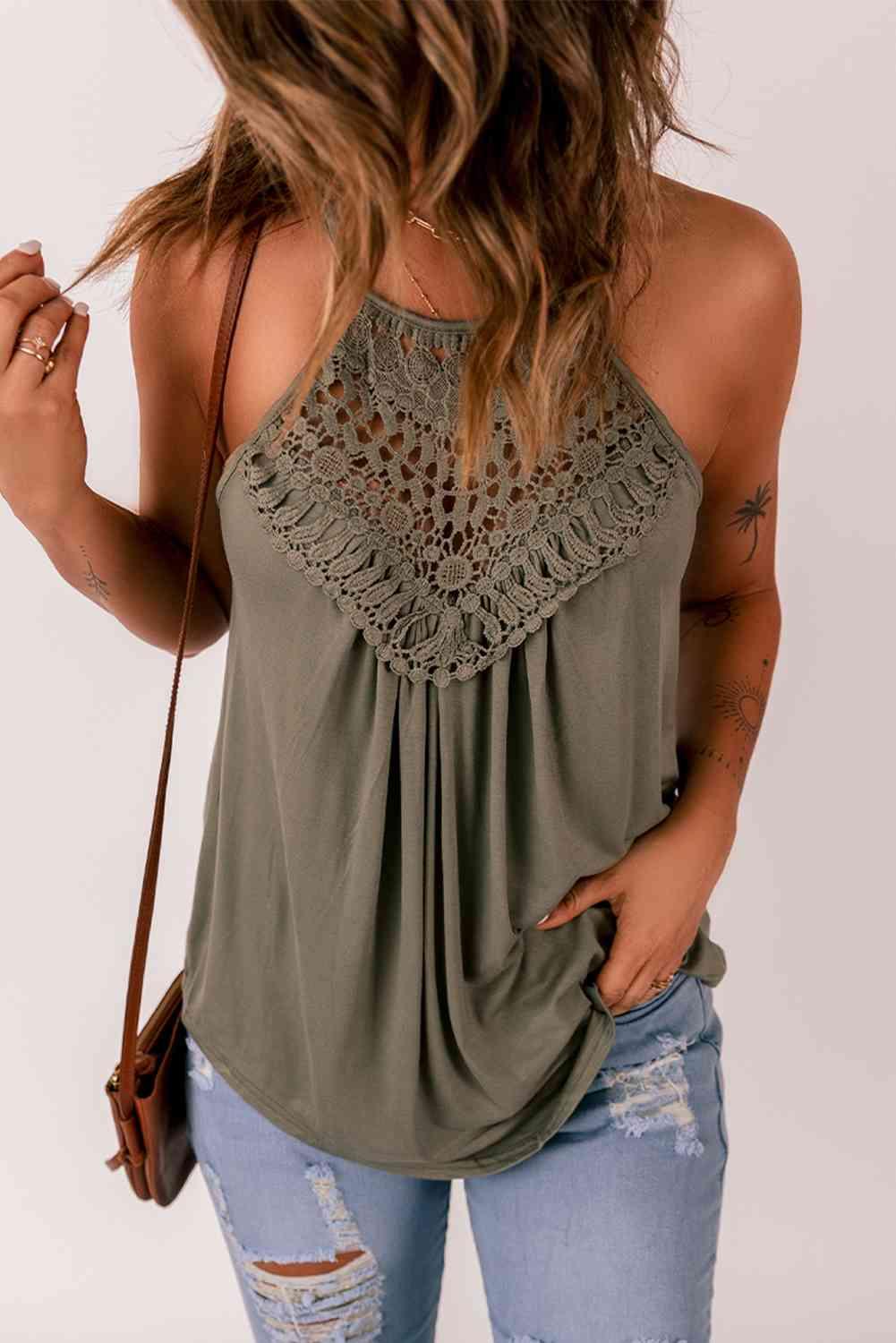 Crochet Lace Detail Tank Top - Immenzive