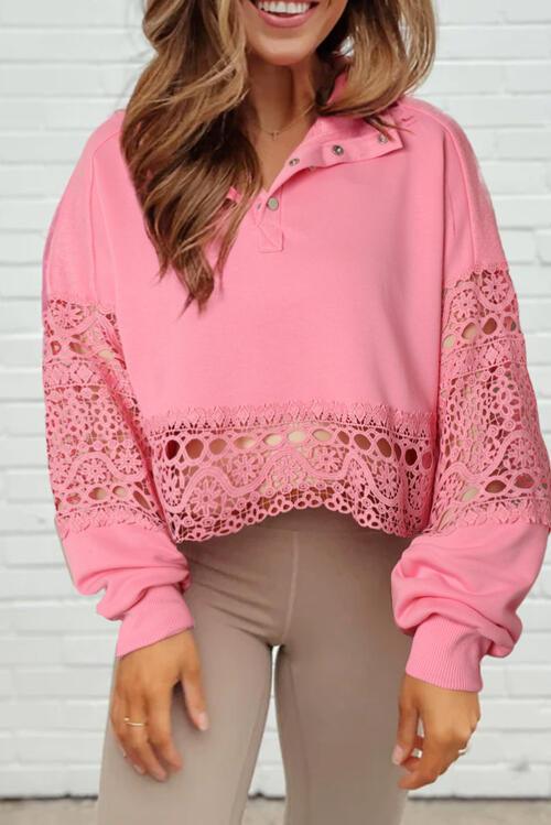 Crochet Snap Button Sweatshirt - Immenzive