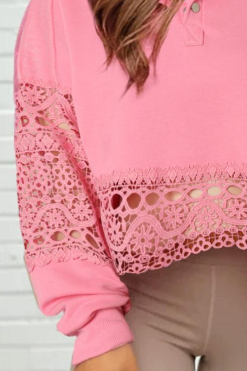 Crochet Snap Button Sweatshirt - Immenzive