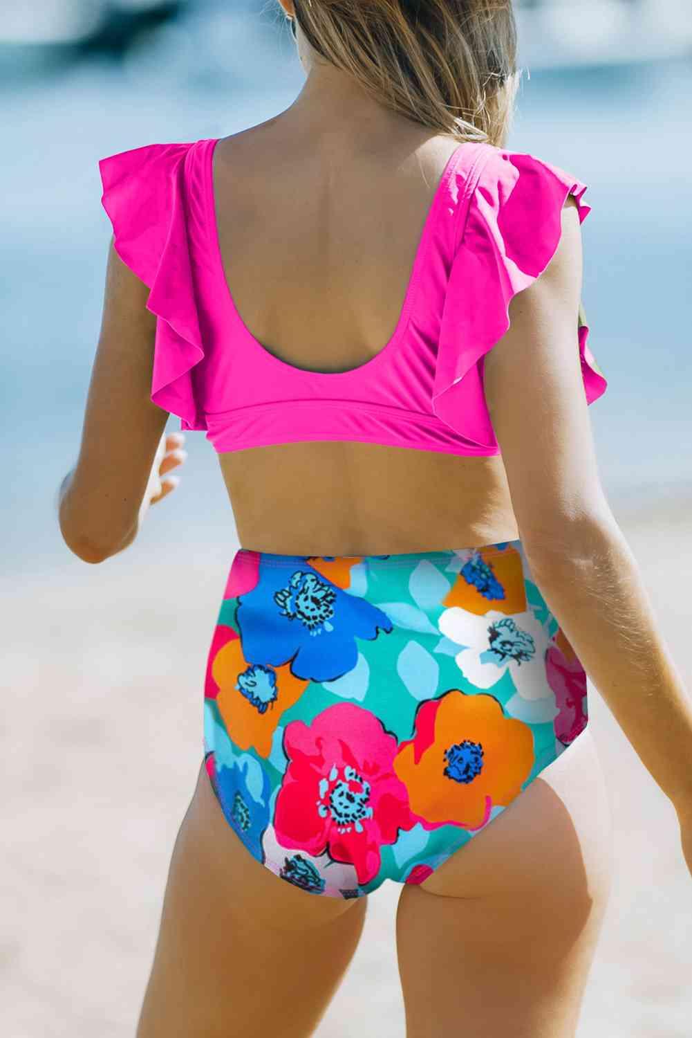 Cropped Swim Top and Floral Bottoms Set - Immenzive