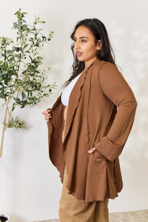 Culture Code Full Size Open Front Long Sleeve Cardigan - Immenzive