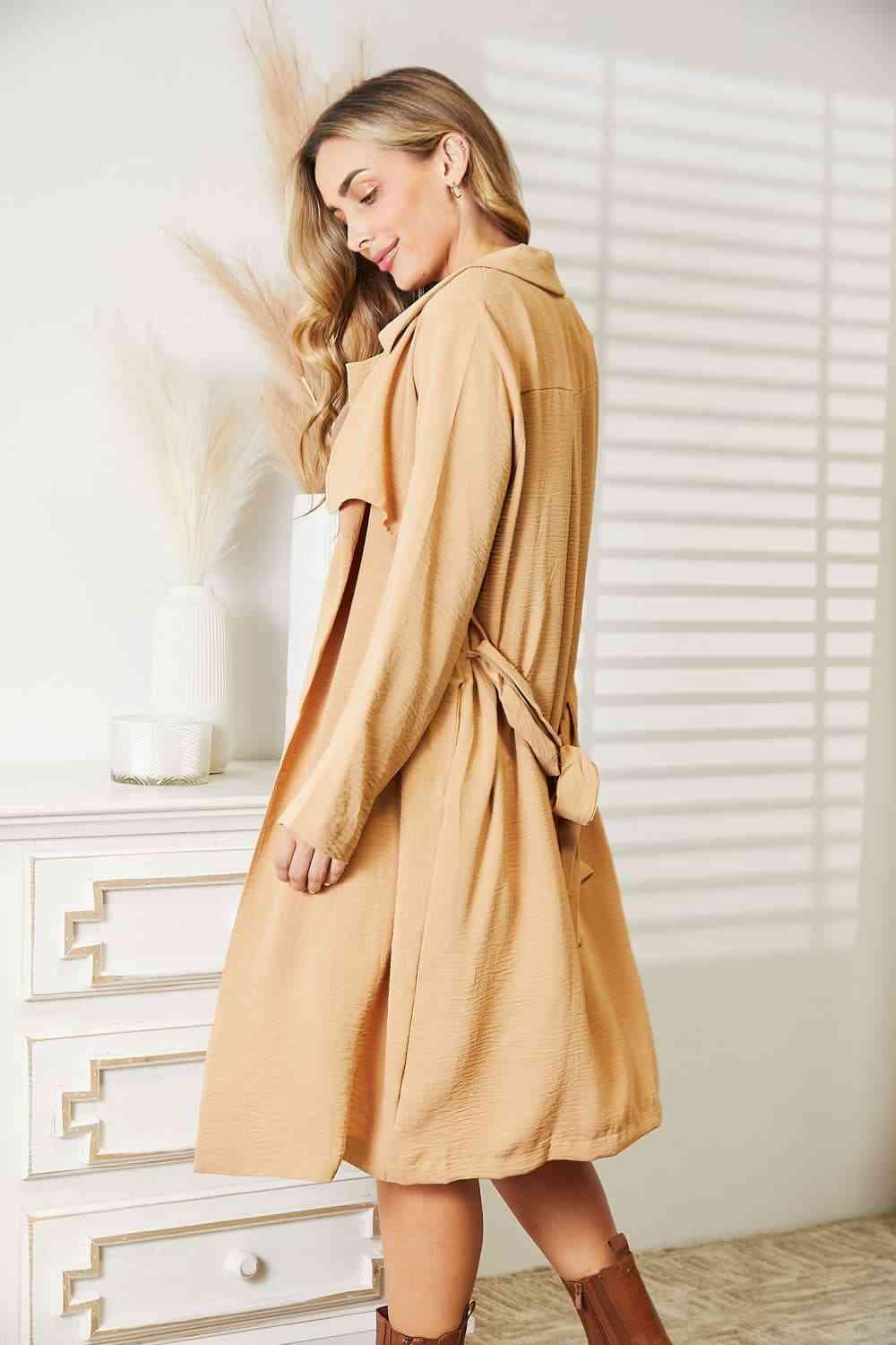 Culture Code Full Size Tied Trench Coat with Pockets - Immenzive