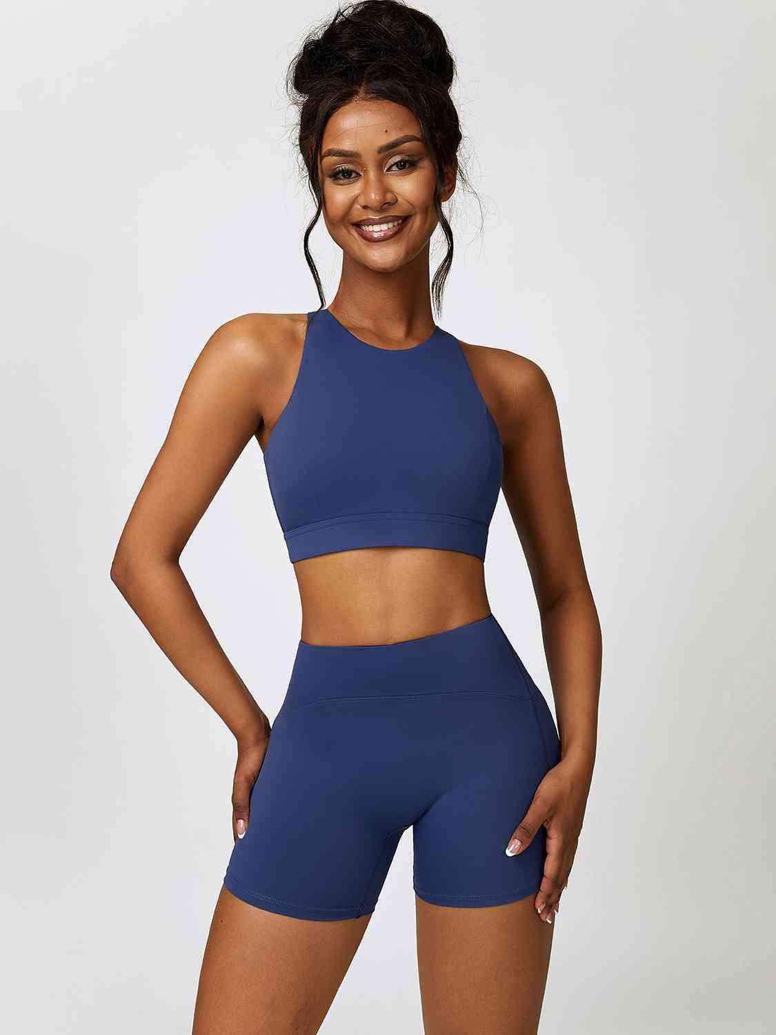 Cutout Cropped Sport Tank and Shorts Set - Immenzive