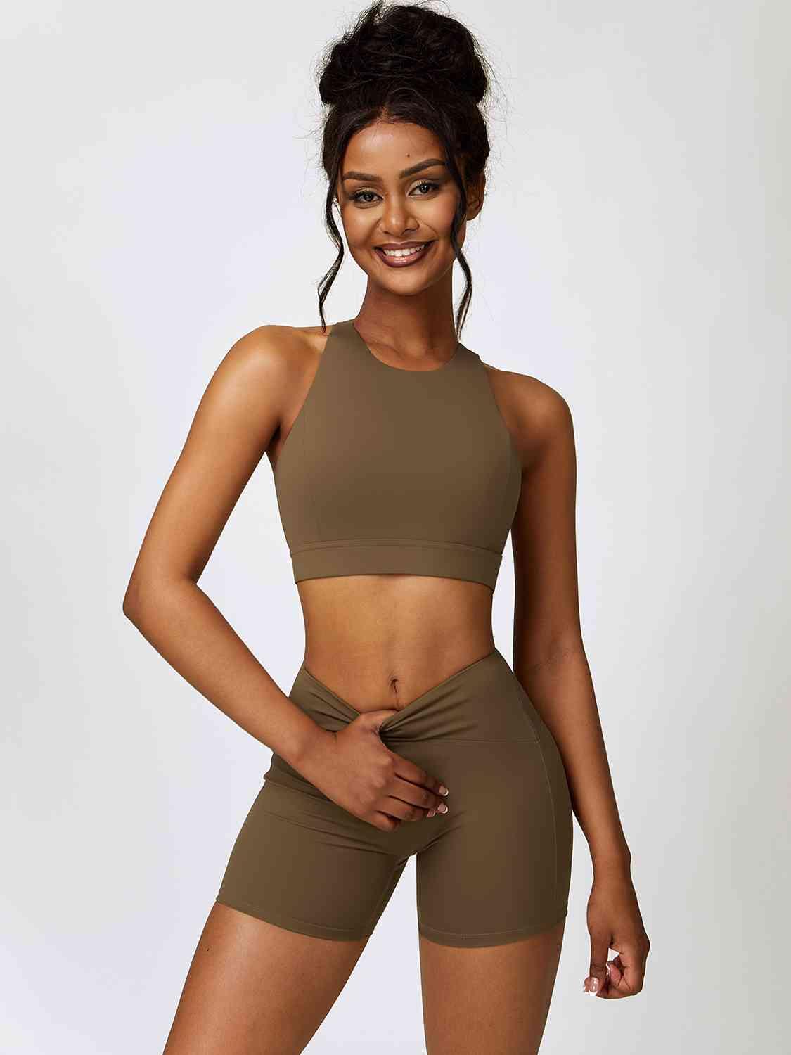 Cutout Cropped Sport Tank and Shorts Set - Immenzive