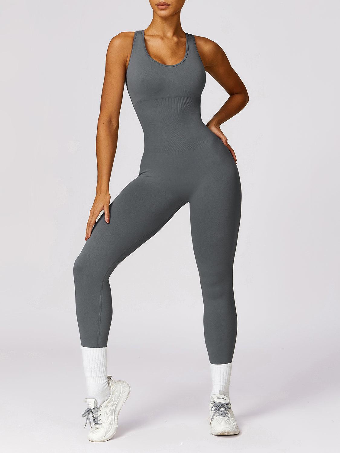 Cutout Racerback Active Jumpsuit - Immenzive