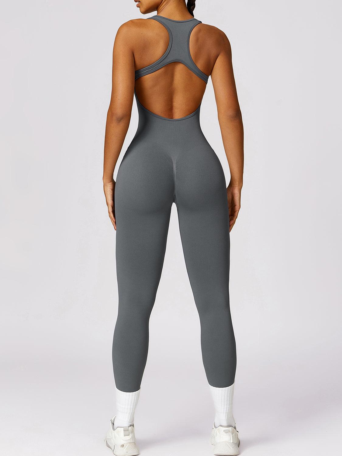 Cutout Racerback Active Jumpsuit - Immenzive