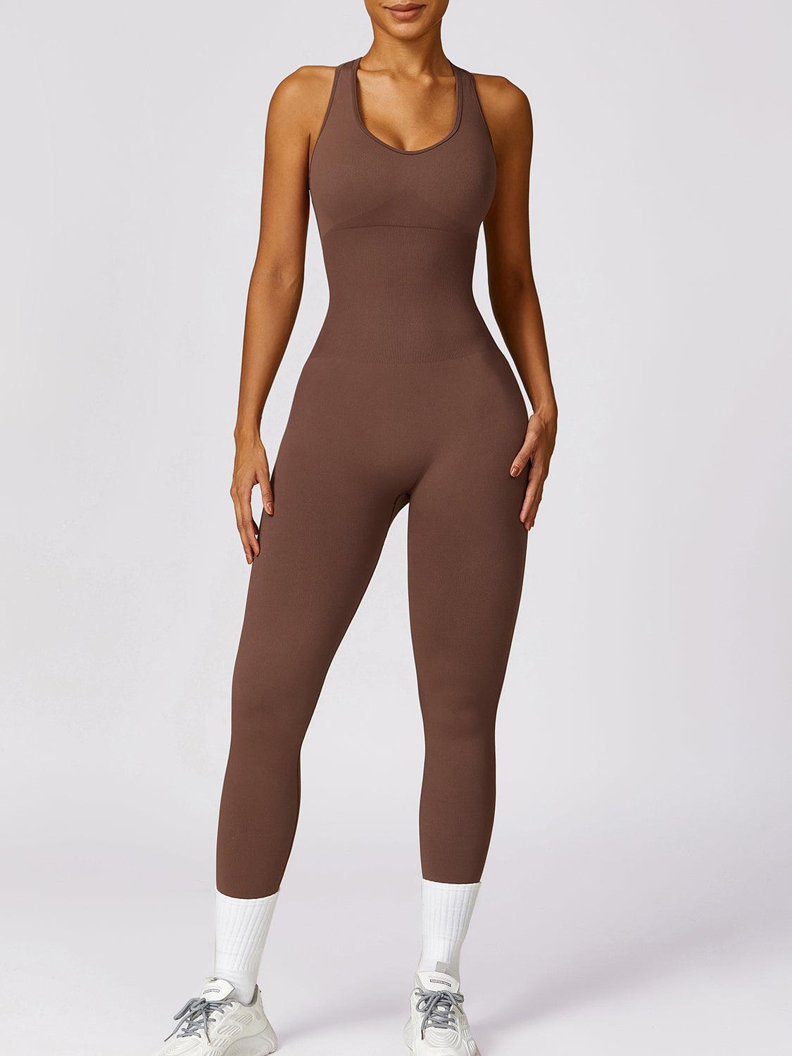 Cutout Racerback Active Jumpsuit - Immenzive