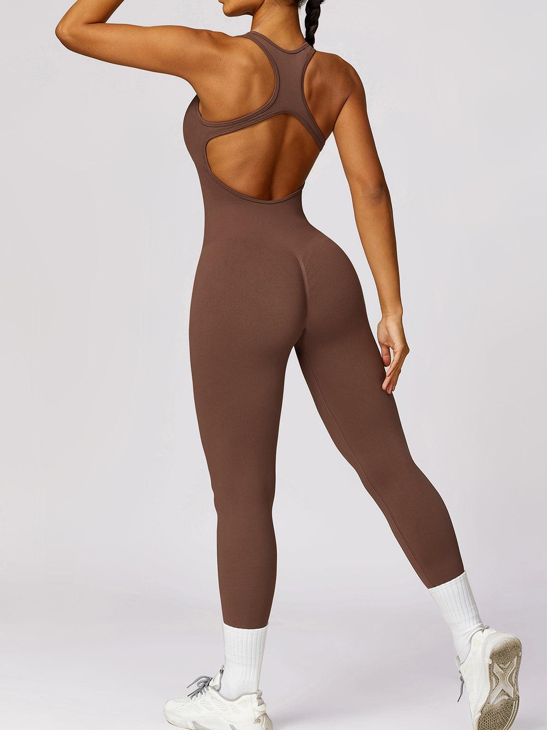 Cutout Racerback Active Jumpsuit - Immenzive