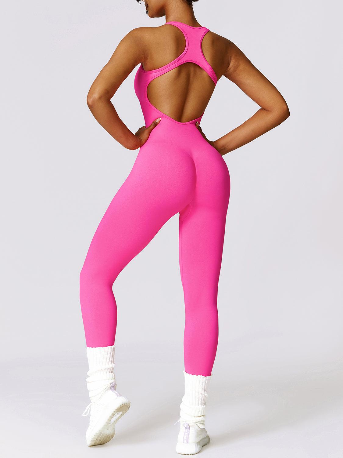 Cutout Racerback Active Jumpsuit - Immenzive