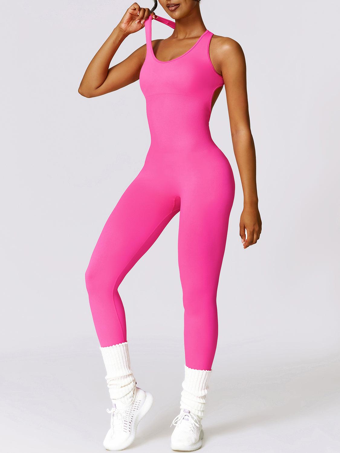 Cutout Racerback Active Jumpsuit - Immenzive