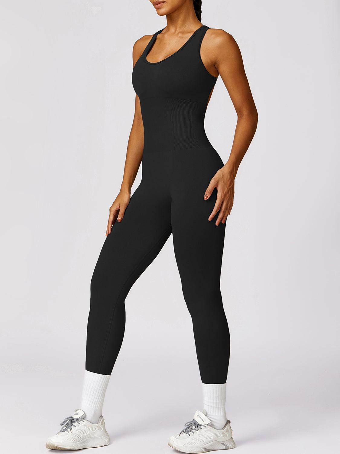 Cutout Racerback Active Jumpsuit - Immenzive