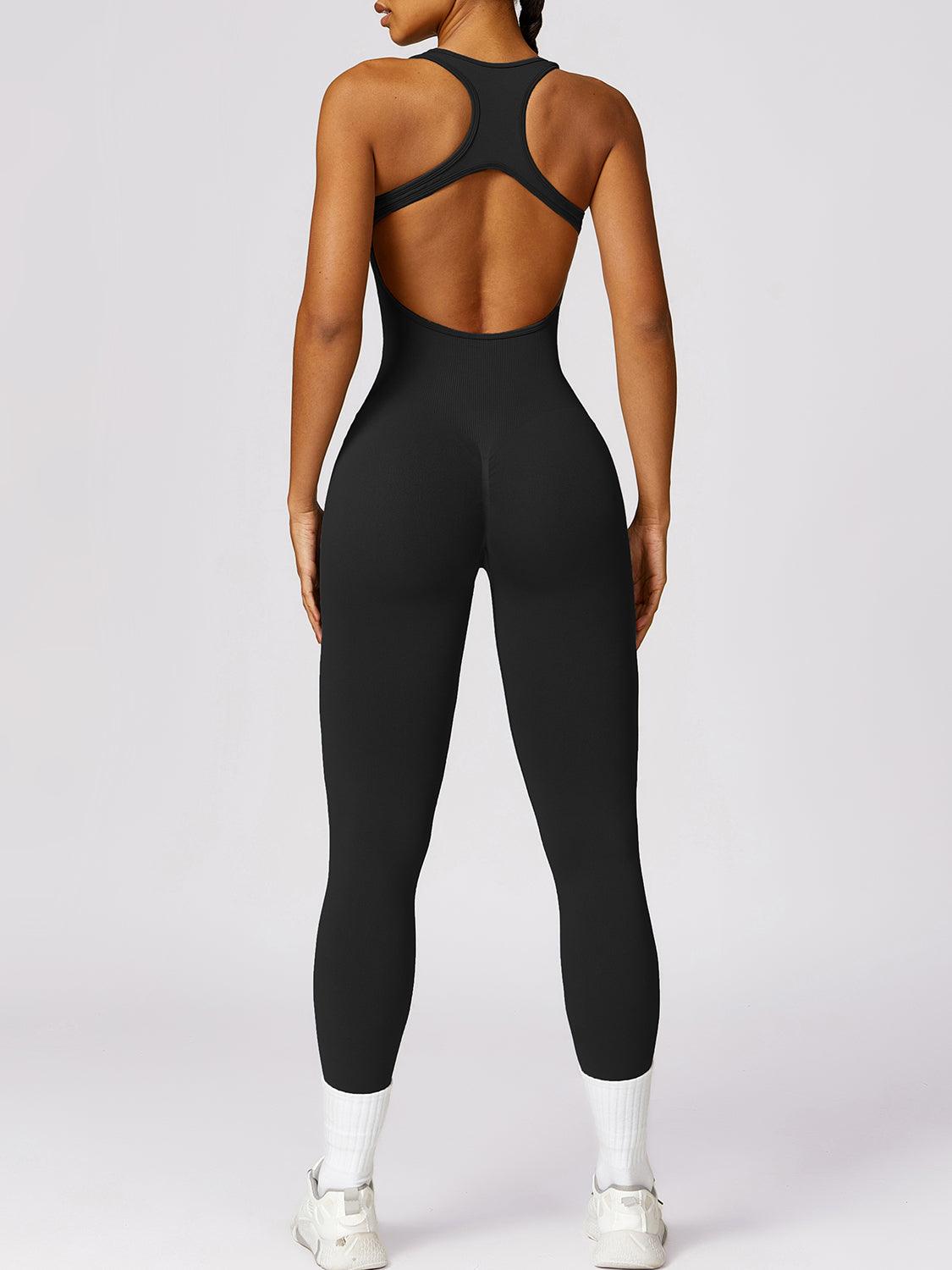 Cutout Racerback Active Jumpsuit - Immenzive