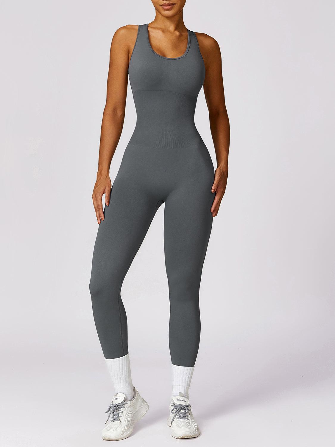 Cutout Racerback Active Jumpsuit - Immenzive