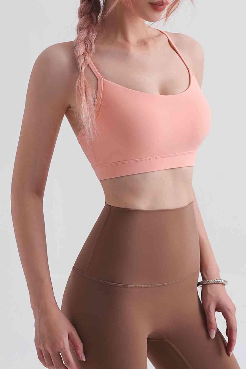 Cutout Racerback Scoop Neck Sports Bra - Immenzive