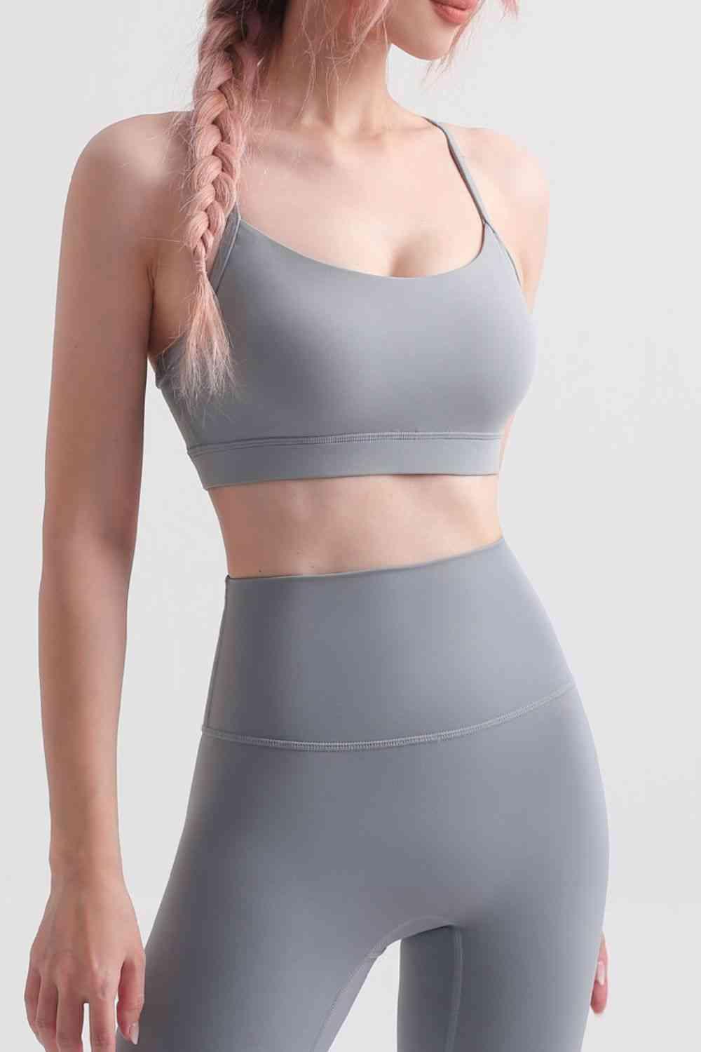 Cutout Racerback Scoop Neck Sports Bra - Immenzive