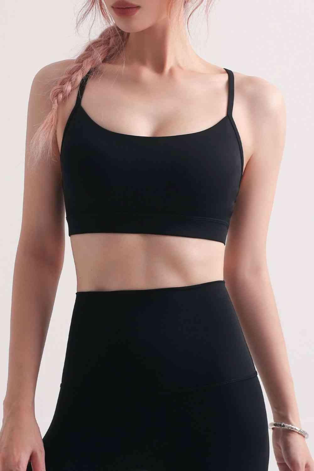 Cutout Racerback Scoop Neck Sports Bra - Immenzive